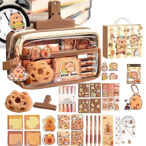 Fierudeng Niedlicher Stift - Capybara Federmäppchen - Großes Fassungsvermögen Stifteetui Organizer Für Teenager Mädchen Kinder Mittelstufe Oberstufe Kindergarten Schüler Rucksack von Fierudeng