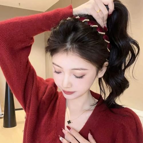 Fierudeng Perlen Stirnband | 3 Teile Haarstyling Deko | Niedriges Rutschfestes Headband mit Zähnen für Damen Schule Abendessen Date Hochzeitsbankett Arbeit von Fierudeng