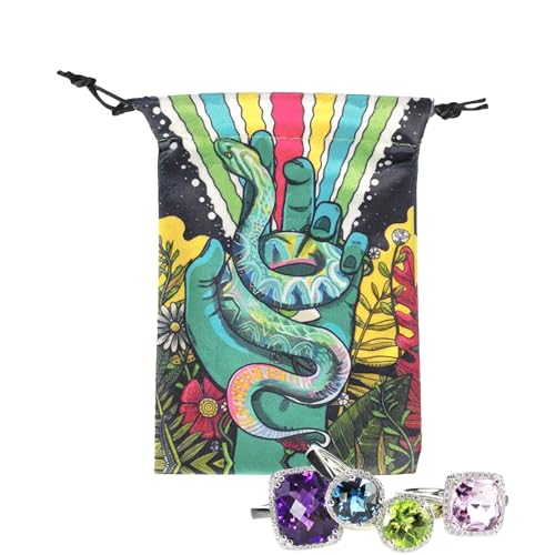 Fierudeng Tarotkarten Tasche | Juwelen Würfel Beutel mit Zugband | Bedruckter Deck Schutz Organizer | Für Teens Erwachsene Enthusiasten Reise Partyspielabend von Fierudeng