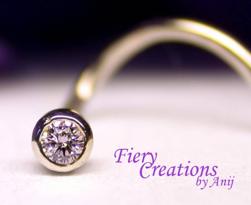 Schraubverschluss "Simply Elegant" - 585/- Weißgold Mit Einem 1.4 Mm E-F, Vvs1 Weißen Glitzernden Diamant." von FieryCreations