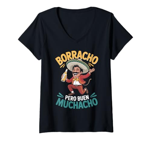 Damen Borracho Pero Buen Muchacho Mexiko Lustiges mexikanisches Trinken T-Shirt mit V-Ausschnitt Damen Borracho Pero Buen Muchacho Mexiko Lustiges mexikanisches Trinken T-Shirt mit V-Ausschnitt von Fiesta Drinking Humor Borracho Muchacho