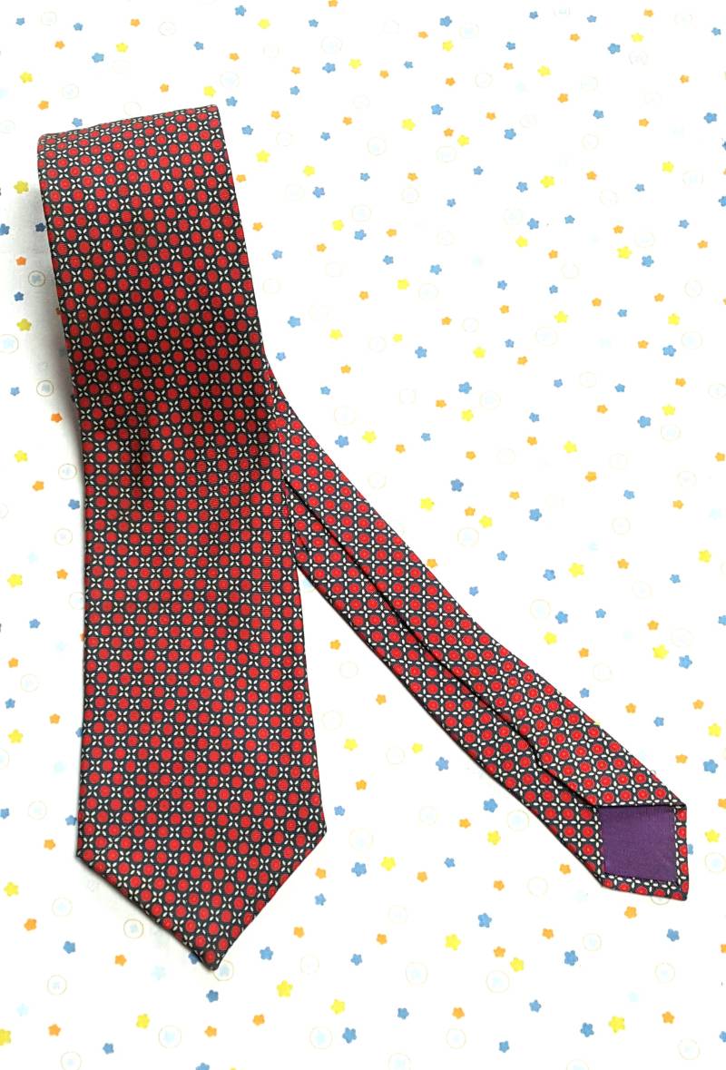 Liberty Of London Herren Krawatte. Rote Polka Dot Muster Auf Blauem Hintergrund. Alle Seide. Vintage Geschenk Für Männer. Hergestellt in England von FifisDream