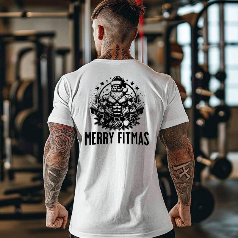 Lustiges Fitness Weihnachts Tshirt Merry Fitmas, Herren Geschenk, Weihnachtsgeschenk Für Fitnessliebhaber, Lustiger Santa Claus von FifriDesigns