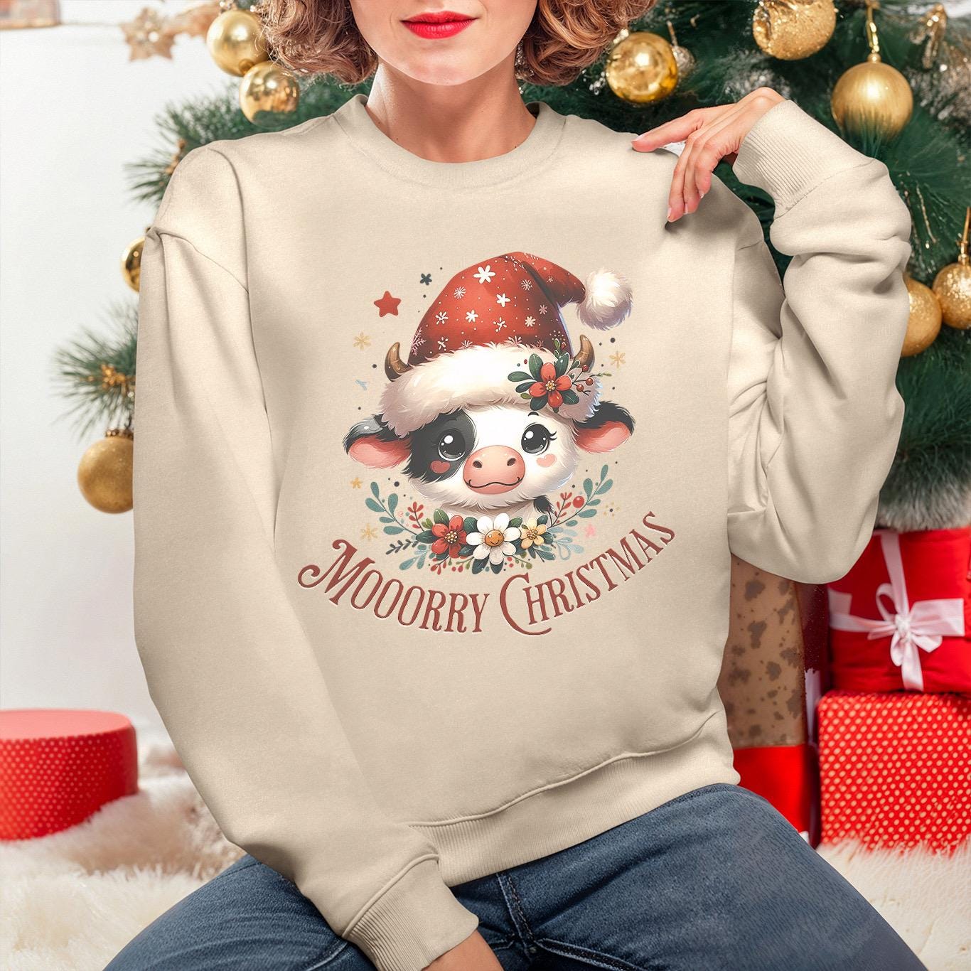 Mooory Christmas Sweater | Süßes Kuh Sweatshirt Merry Pullover Weihnachten Shirt Lustiger Weihnachtspulli Festtags Mooory Christmas Sweater | Süßes Kuh Sweatshirt Merry Pullover Weihnachten Shirt Lustiger Weihnachtspulli Festtags von FifriDesigns