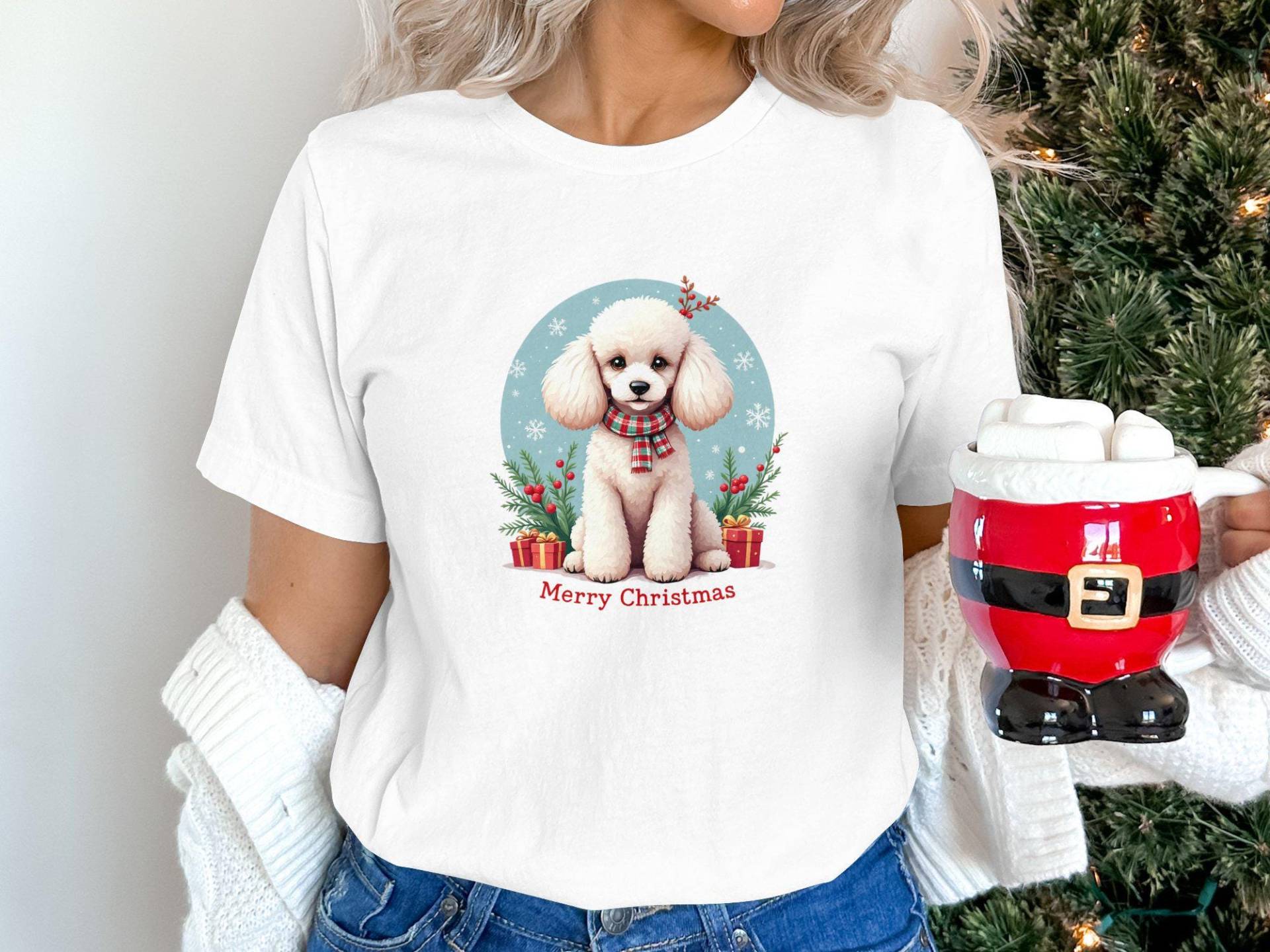 Niedlicher Hund Weihnachts T-Shirt, Frohe Weihnachten Shirt, Lustiger Welpe Weihnachtsgeschenk, Outfit Herren Damen von FifriDesigns