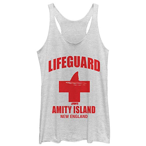 Fifth Sun Jaws Amity Lifeguard Damen Racerback Tank Top, Weiß meliert, Klein von Fifth Sun