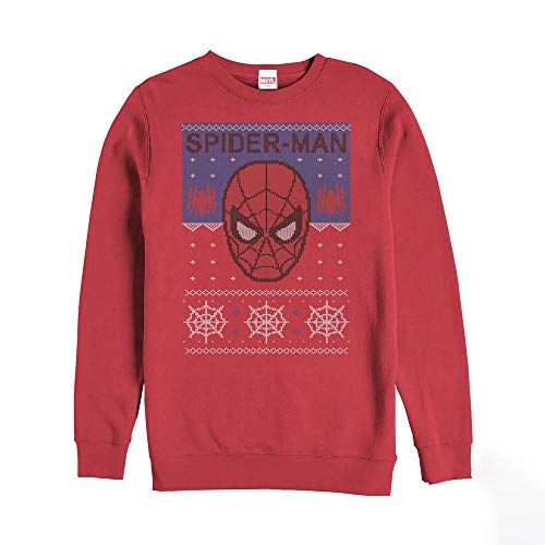 Marvel Unisex Klassischer Spiderman Ugly Herren-Pullover, Crew-Fleece Sweatshirt, Rot/Ausflug, einfarbig (Getaway Solids), X-Large von Marvel