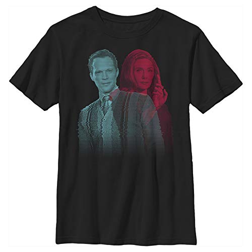 Marvel Unisex Kinder Glitchy Overlay Wanda Vision T-Shirt, Schwarz, XL von Fifth Sun