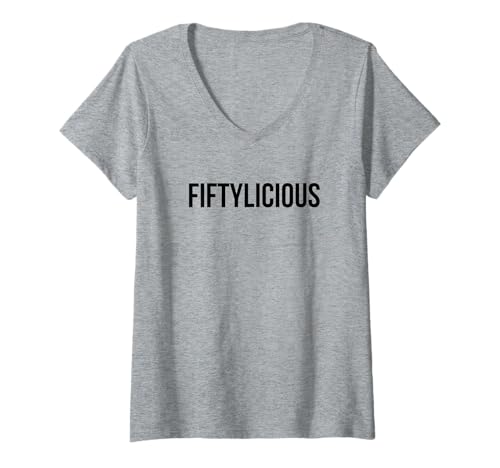 Damen Fiftylicious Süße Party zum 50. Geburtstag Lustiger fünfzigster Geburtstag T-Shirt mit V-Ausschnitt Damen Fiftylicious Süße Party zum 50. Geburtstag Lustiger fünfzigster Geburtstag T-Shirt mit V-Ausschnitt von Fiftylicious Apparel Co.