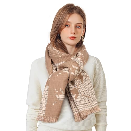 Figarge Schal Damen Schal kariert für Damen Herren karierter Schal mit Fransen Herbstschal Winterschal Plaid Schal weicher als Kaschmir Warme Winter Schals (70 * 190cm, Khaki) von Figarge