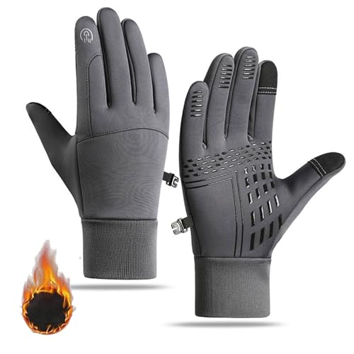 Figarge Warme Winterhandschuhe Unisex Touchscreen Handschuhe Rutschfeste Thermohandschuhe Winddichte Winterhandschuhe für Männer Frauen Wandern Reiten Fahren Radfahren (Grau) von Figarge