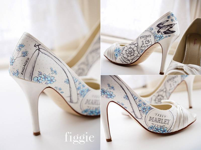 Custom Vergissmeinnicht Handbemalte, Personalisierte Brautschuhe Custom Vergissmeinnicht Handbemalte, Personalisierte Brautschuhe von FiggieShoes