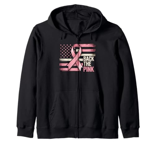 Back The Pink US Flag Brustkrebsbewusstsein Damen Herren Kinder Kapuzenjacke von Fight Cancer