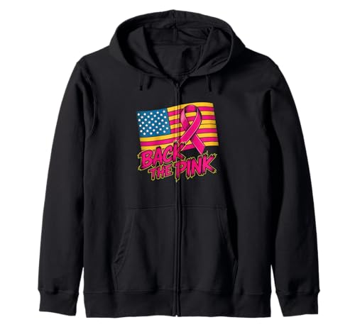 Back The Pink US Flag Brustkrebsbewusstsein Damen Herren Kinder Kapuzenjacke von Fight Cancer