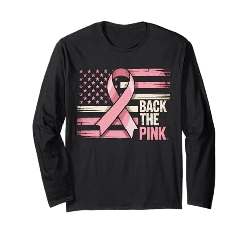 Back The Pink US Flag Brustkrebsbewusstsein Damen Herren Kinder Langarmshirt von Fight Cancer