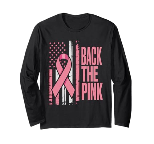 Back The Pink US Flag Brustkrebsbewusstsein Damen Herren Kinder Langarmshirt von Fight Cancer