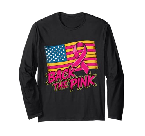 Back The Pink US Flag Brustkrebsbewusstsein Damen Herren Kinder Langarmshirt von Fight Cancer