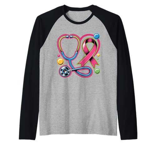 Rosa Stethoskop Krankenschwester Medizinisches Brustkrebs-Bewusstsein Frauen Raglan von Fight Cancer