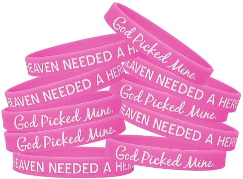 Fight Like a Girl Heaven Needed a Hero God Picked Mine Silicone Wristband Bracelet (10 Pack) von Fight Like a Girl