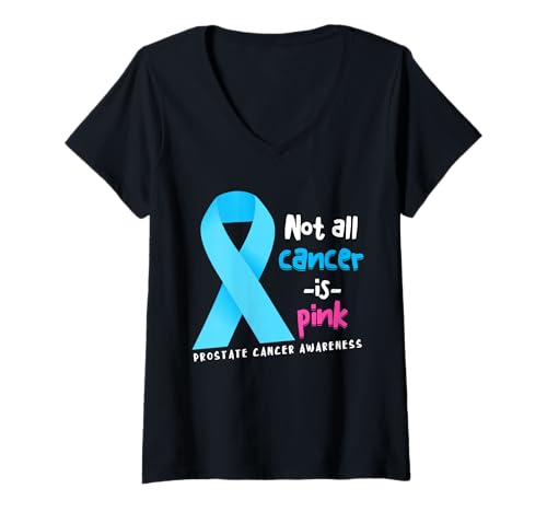 Damen Not All Cancer is Pink Light Blue Ribbon Prostatakrebs T-Shirt mit V-Ausschnitt Damen Not All Cancer is Pink Light Blue Ribbon Prostatakrebs T-Shirt mit V-Ausschnitt von Fight Support Prostate Cancer Warrior
