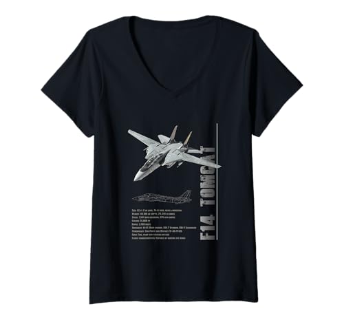 Damen F-14 Tomcat Jet Fighters-Spec T-Shirt mit V-Ausschnitt Damen F-14 Tomcat Jet Fighters-Spec T-Shirt mit V-Ausschnitt von Fighter jets designs