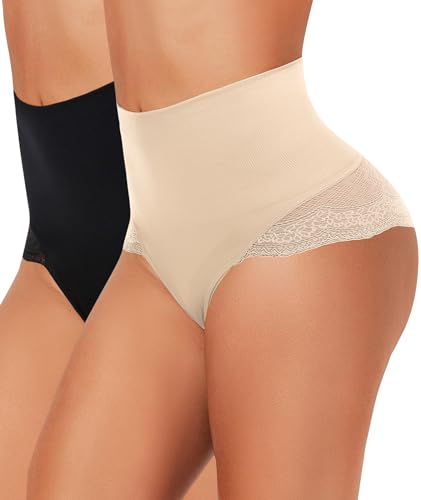 Figninget Bauchweg Unterhose Damen Miederhose Spitze String Slips Tanga Shapewear Stark Formend Bauch Weg Bauchkontrolle Unterwäsche von Figninget