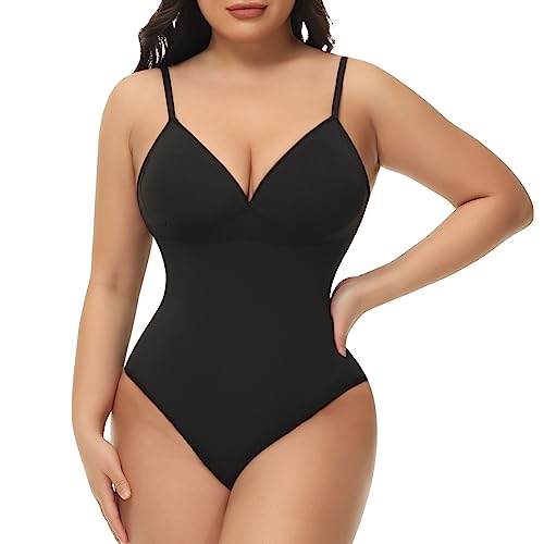 Figninget Body Shaper Body Shaper Damen Bauchweg Extra Stark Miederbody Stark Formend Shapewear Damen Stark Formend Bodyshape Damen Body Shapewear Body Body Shaper Body Damen Bodyshape Schwarz 3XL von Figninget