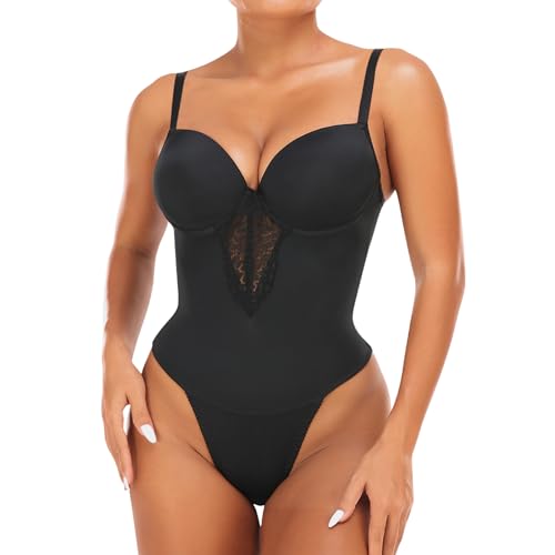 Figninget Shapewear Damen Bauchweg Bodysuit Formende Body Shaper Sculpting Tanga mit Miederbody Stark Formend Verstellbarer Schultergurt von Figninget