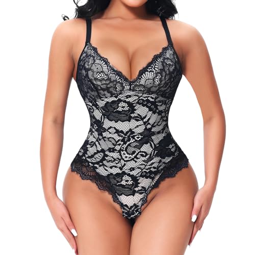 Figninget Shapewear Damen Bauchweg Bodysuit Formende Body Shaper Sculpting Tanga mit Miederbody Stark Formend Verstellbarer Schultergurt von Figninget