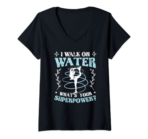 Damen Walk On Water Damen Eiskunstlauf T-Shirt mit V-Ausschnitt Damen Walk On Water Damen Eiskunstlauf T-Shirt mit V-Ausschnitt von Figure Skater & Ice Skating Designs for Women