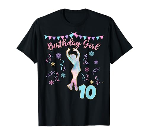 Figure Skating Birthday Party 1st 5th Girls Outfit Schwarz T-Shirt Kurzarm Klein Regulär S DE 15-44 Winter Partykinder Mädchen von Figure Skating Birthday Party 1st 5th Girls Outfit