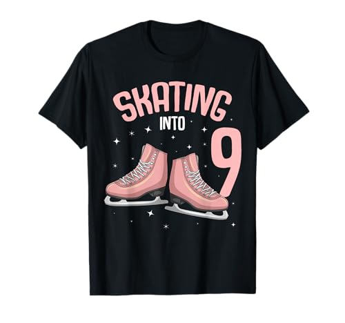 Eislaufen 9. Geburtstag Mädchen 9 Jahre T-Shirt von Figure Skating & Ice Skate Birthday Designs