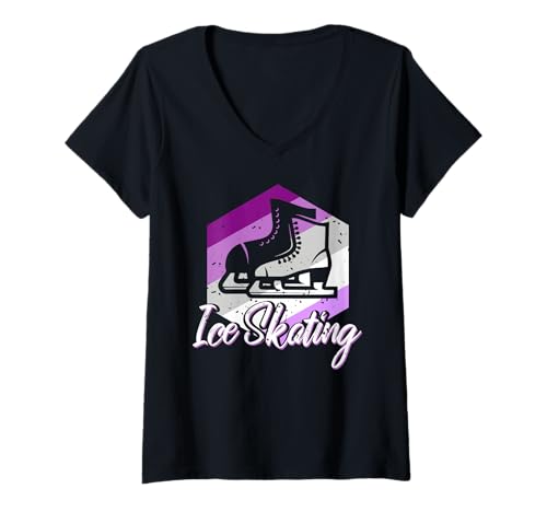 Damen Elegantes Gleitgefühl am gefrorenen Rand erleben T-Shirt mit V-Ausschnitt Damen Elegantes Gleitgefühl am gefrorenen Rand erleben T-Shirt mit V-Ausschnitt von Figuren-Gleiten mit Wintervibes