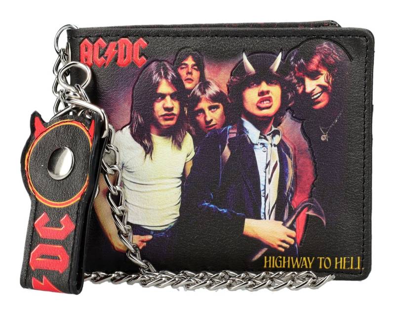 Figuren Shop GmbH Geldbörse AC/DC Geldbeutel – Highway to Hell Fanartikel Geldbörse mit Kette von Figuren Shop GmbH