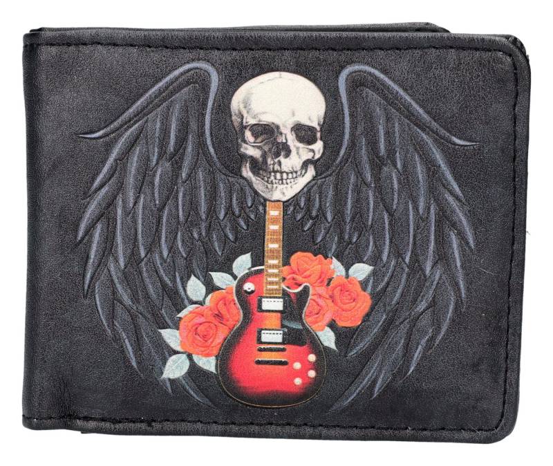 Figuren Shop GmbH Geldbörse Skull Geldbeutel – Rock and Roses Portemonnaie Gothic Totenkopf von Figuren Shop GmbH