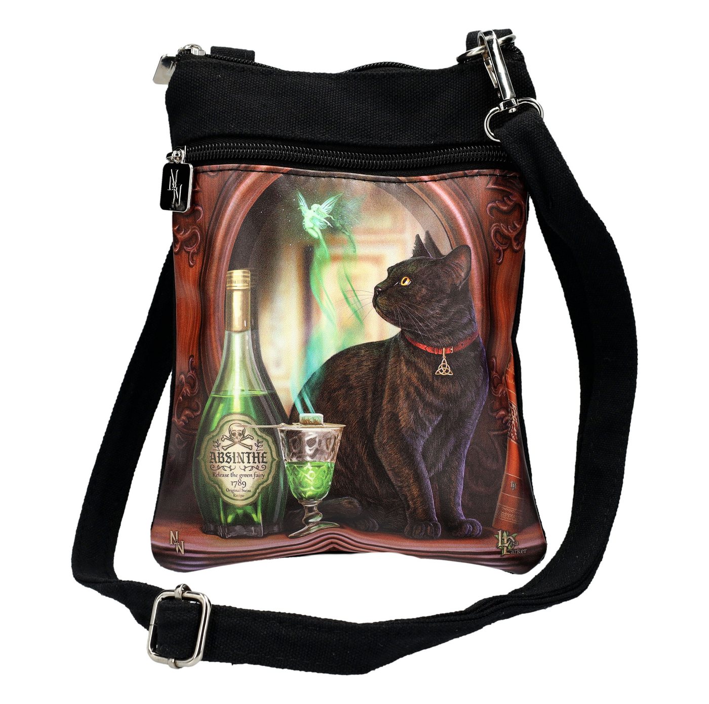 Figuren Shop GmbH Schultertasche Schultertasche Katze Elfe - Absinthe - Lisa Parker - Fantasy Tasche von Figuren Shop GmbH