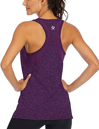 Fihapyli Damen Yoga Tops Offener Rücken Mesh Atmungsaktiv Workout Tops für Damen Pilates Tops Racerback Running Tank Tops - Grün - Groß von Fihapyli