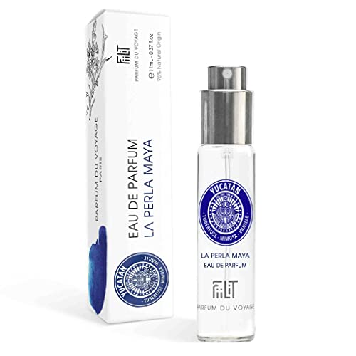 La Perla Maya Yucatán Eau de Parfum, natürlich, 11 ml, FiiLiT, Tuberose Mimosa Vanille, umhüllend mit Blumenmuster von FiiLiT parfum du voyage