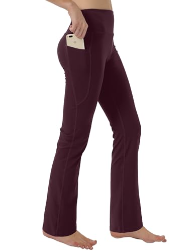 Fiita Damen High Waist Bootcut Yoga Hose mit Taschen Bauchkontrolle Workout Laufhose Lange Bootleg Flare Hose in Weinrot Medium Fiita Damen High Waist Bootcut Yoga Hose mit Taschen Bauchkontrolle Workout Laufhose Lange Bootleg Flare Hose in Weinrot Medium von Fiita