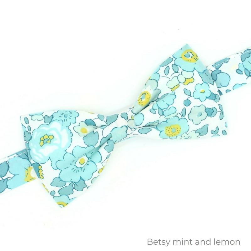 Fliege Liberty Betsy Minze Und Zitrone Blumen Grün Gelb Männer Kind Baby von FilGoodCreations