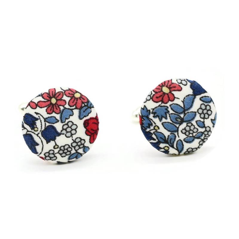 Manschettenknöpfe Liberty Emilias Blumen Blau Und Rot Kleine von FilGoodCreations