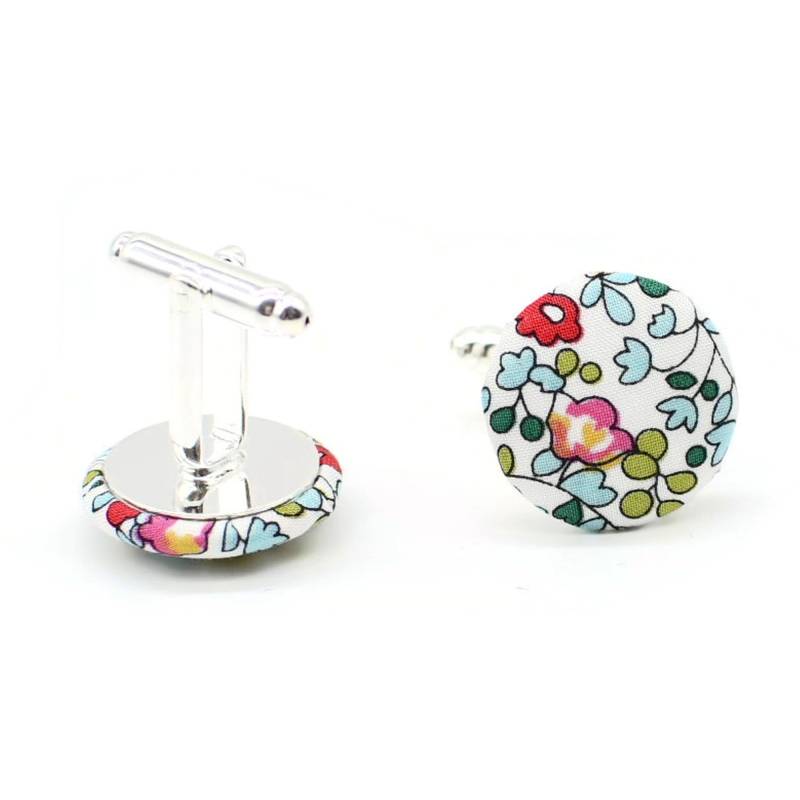 Manschettenknöpfe Mit Kleinen Blumen Aus Liberty Eloise in Türkis von FilGoodCreations