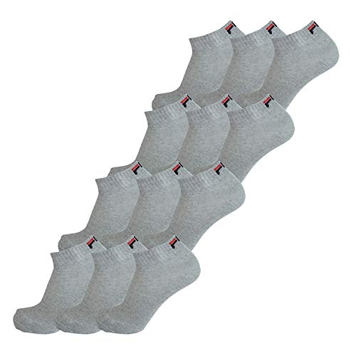 FILA® 12 Paar Socken, Quarter Sneakers, Unisex (35-38; 39-42; 43-46) (43-46 (9-11 UK), Grau) von FILA