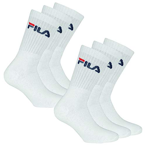 FILA 6 Paar Socken, Frottee Tennissocken mit Logobund, Unisex (2 x 3er Pack) (Weiß, 35-38 (3-5 UK)) von FILA