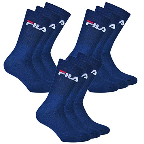 Fila 9 Paar Socken, Frottee Tennissocken mit Logobund, Unisex (3x 3er Pack) (Marine, 43-46 (9-11 UK) von FILA