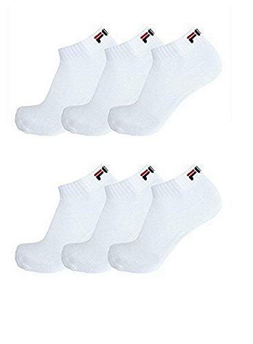 FILA® 6 Paar Socken Quarter Sneakers Unisex, 35-46 Trainer Socks, Einfarbig (39-42 (6-8 UK), Weiß) von FILA