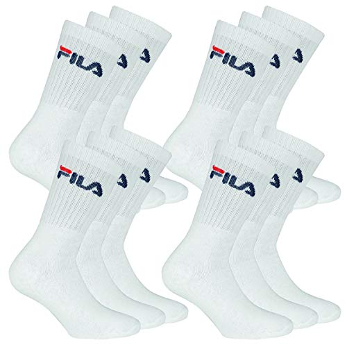 FILA 12 Paar Socken, Frottee Tennissocken mit Logobund, Unisex (4x 3er Pack) (Weiß, 39-42 (6-8 UK)) von FILA