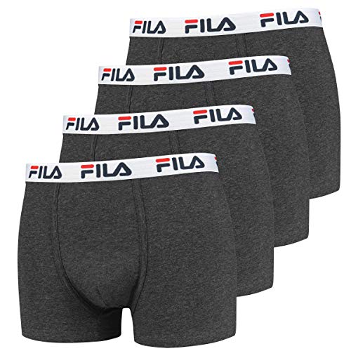 FILA 4er Vorteilspack Herren Boxershorts - Logo Pants - Einfarbig - Bequem - Stretch - viele Farben (Anthrazit, M - 4er Pack) von FILA