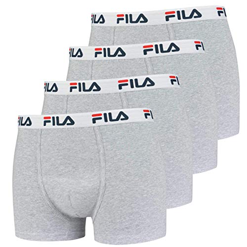 FILA 4er Vorteilspack Herren Boxershorts - Logo Pants - Einfarbig - Bequem - Stretch - viele Farben (Grau, S - 4er Pack) von FILA
