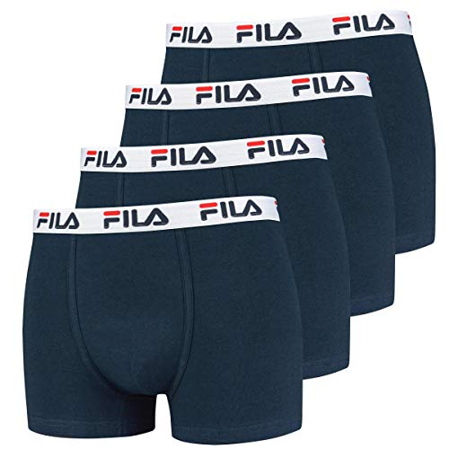 FILA 4er Vorteilspack Herren Boxershorts - Logo Pants - Einfarbig - Bequem - Stretch - viele Farben (Navy, XL - 4er Pack) von FILA